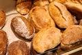 Delicious fresh bread on shelf in bakery Royalty Free Stock Photo