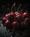 Delicious Fresh Cherries splashing in water, wallpaper,