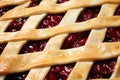 Delicious fresh cherry pie as background, closeup Royalty Free Stock Photo