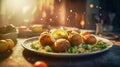 Delicious fresh chickpea falafel balls served on a plate