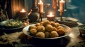 Delicious fresh chickpea falafel balls served on a plate