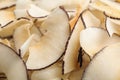 Delicious fresh coconut chips as background Royalty Free Stock Photo