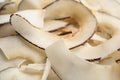 Delicious fresh coconut chips as background Royalty Free Stock Photo