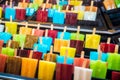 Delicious fresh colourful ice lolly on stick. Royalty Free Stock Photo