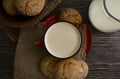 Delicious fresh cookies handmade table breakfast rustic pastry on old background oatmeal traditional