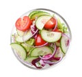 Delicious fresh cucumber tomato salad in bowl on white background Royalty Free Stock Photo