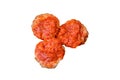 Delicious fresh cutlets or meatballs with spices, herbs and tomato sauce