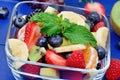 Delicious fresh fruit salad in a transparent bowl Royalty Free Stock Photo