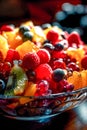 Colorful fresh fruits salad closeup