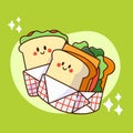 delicious fresh and healthy sandwich food snack doodle illustration Royalty Free Stock Photo