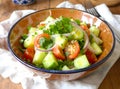 Fresh Mediterranean Chopped Salad with Herbs Royalty Free Stock Photo