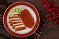 Delicious fresh mullet roe for Chinese lunar new year gift basket celebration Royalty Free Stock Photo