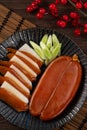 Delicious fresh mullet roe for Chinese lunar new year gift basket celebration Royalty Free Stock Photo