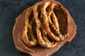 Delicious fresh pretzels with sunflower seeds Royalty Free Stock Photo