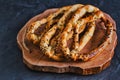 Delicious fresh pretzels with sunflower seeds Royalty Free Stock Photo