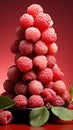 Delicious Fresh Raspberrie Balancing on Table Defocused Pink Background Royalty Free Stock Photo