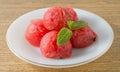 Delicious Fresh Red Watermelons on White Plate