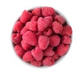 Delicious fresh ripe raspberries in bowl isolated on white Royalty Free Stock Photo