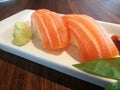 Delicious fresh salmon sushi Royalty Free Stock Photo