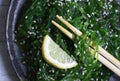 Delicious fresh seaweed salad  food    organic appetizer  vegan   marinated  sesame seeds Royalty Free Stock Photo