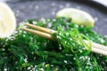 Delicious fresh seaweed salad  food     raw  organic appetizer  vegan   marinated  sesame seeds Royalty Free Stock Photo