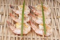 Delicious fresh shrimp on a basket peeled Royalty Free Stock Photo
