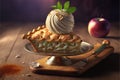 Freshly baked apple fruit pie or cobbler with ice cream Royalty Free Stock Photo