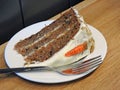 Delicious freshly baked cooking carrot cake slice homemade baking Royalty Free Stock Photo