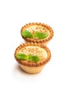 Delicious freshly baked egg tarts on isolated on white Royalty Free Stock Photo