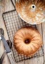 Delicious freshly baked golden ring cake Royalty Free Stock Photo