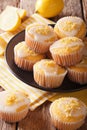 Delicious freshly baked homemade lemon muffins zest sprinkles cl Royalty Free Stock Photo