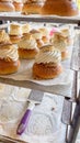 Freshly baked semla, semlor, fastlagsbulle, laskiaispulla, vastlakukkel, fastelavnsbolle