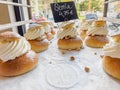 Freshly baked semla, semlor, fastlagsbulle, laskiaispulla, vastlakukkel, fastelavnsbolle