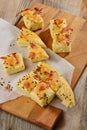 Delicious freshly baked traditional Italian focaccia Royalty Free Stock Photo