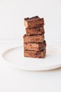 Delicious freshly baked vegan gluten free chocolate brownies. Royalty Free Stock Photo