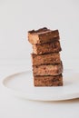 Delicious freshly baked vegan gluten free chocolate brownies. Royalty Free Stock Photo