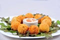 Delicious fried bacalhau potato and cassava dumpling, baked and stuffed with chicken, cheese, olives and cream, kieve Royalty Free Stock Photo