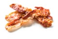 Delicious fried bacon on a white background isolated