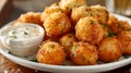 Delicious fried cheese balls with dipping sauce Royalty Free Stock Photo