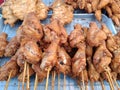 Delicious fried chicken sale at the market or street food. popular in Thailand