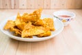 Delicious Fried dumpling crispy with spicy sauce Royalty Free Stock Photo