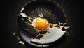 Delicious Fried Eggs on Kintsugi Inspired Porcelain Plate. Perfect Breakfast Table Setting. Generative ai illustration.