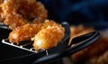 Delicious fried food, fried squid rings. Royalty Free Stock Photo