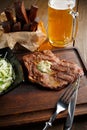 Delicious fried steak with butter