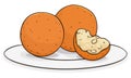 Delicious fritters or bunuelos, served in a plate, Vector illustration