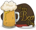 Delicious Frothy Beer with Loose-leaf Calendar for Beer Day, Vector Illustration