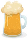 Delicious and frothy beer served in a glass tankard, Vector illustration