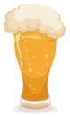 Delicious frothy beer served in a tall weizen glass, Vector illustration