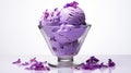 Sweet Violet Vanilla Ice Cream Sundae with Chocolate and Berry Toppings generated by AI tool