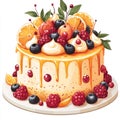 Delicious Fruit Cake with Drizzle Illustration Royalty Free Stock Photo